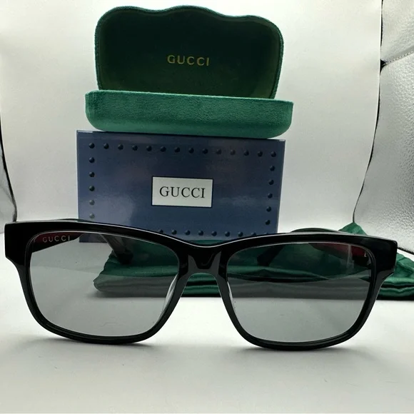 NEW GUCCI GG0340S 006 BLACK/MULTICOLOR GREY MENS SUNGLASSES - Picture 2 of 10